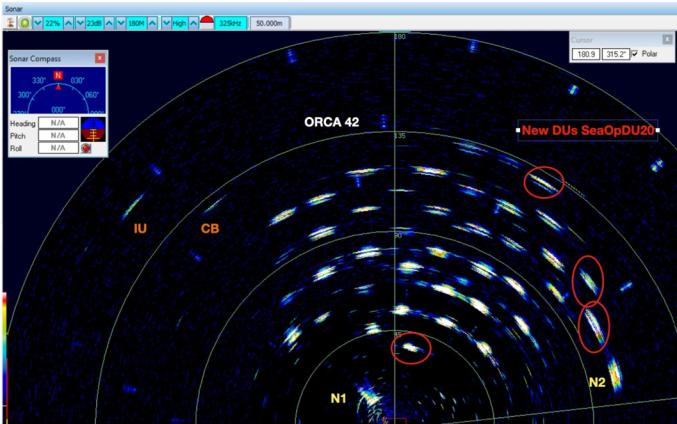 Sonar map of ORCA with 42 detection units deployed.